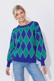 Casablanca Lurex Jumper - Blue/Oasis