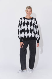 Casablanca Lurex Jumper - White/Kohl