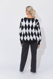Casablanca Lurex Jumper - White/Kohl