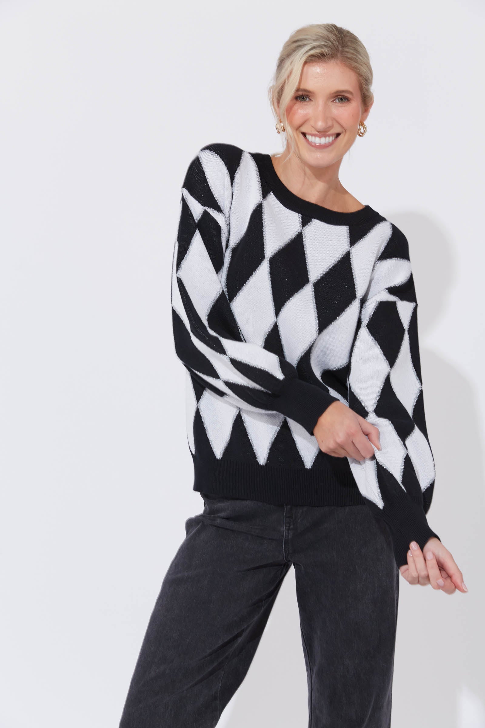 Casablanca Lurex Jumper - White/Kohl
