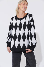 Casablanca Lurex Jumper - White/Kohl