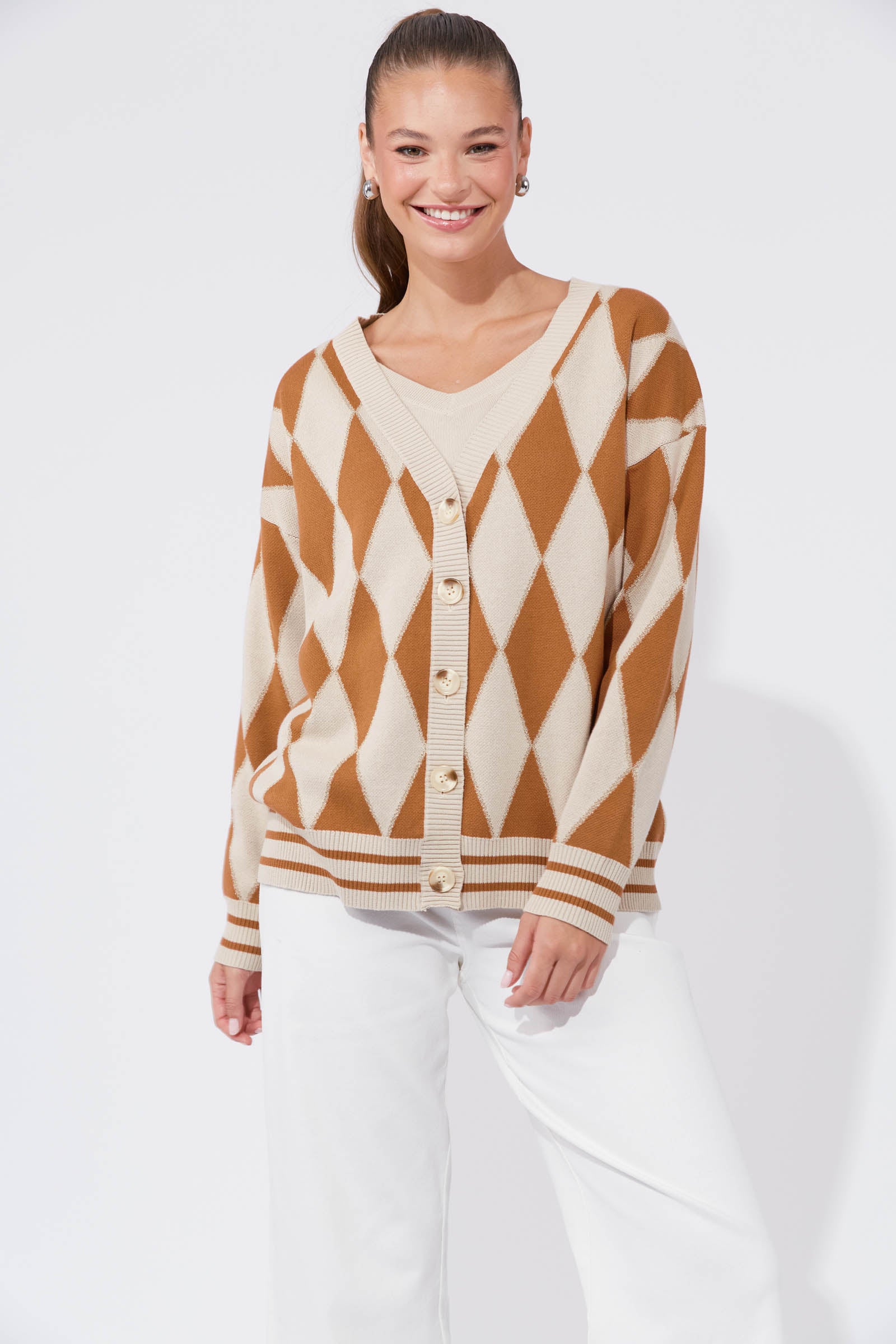Casablanca Lurex Cardigan - Sand/Dune