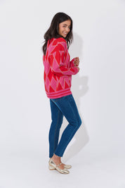 Casablanca Lurex Cardigan - Chilli/Pink