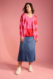 Casablanca Lurex Cardigan - Chilli/Pink