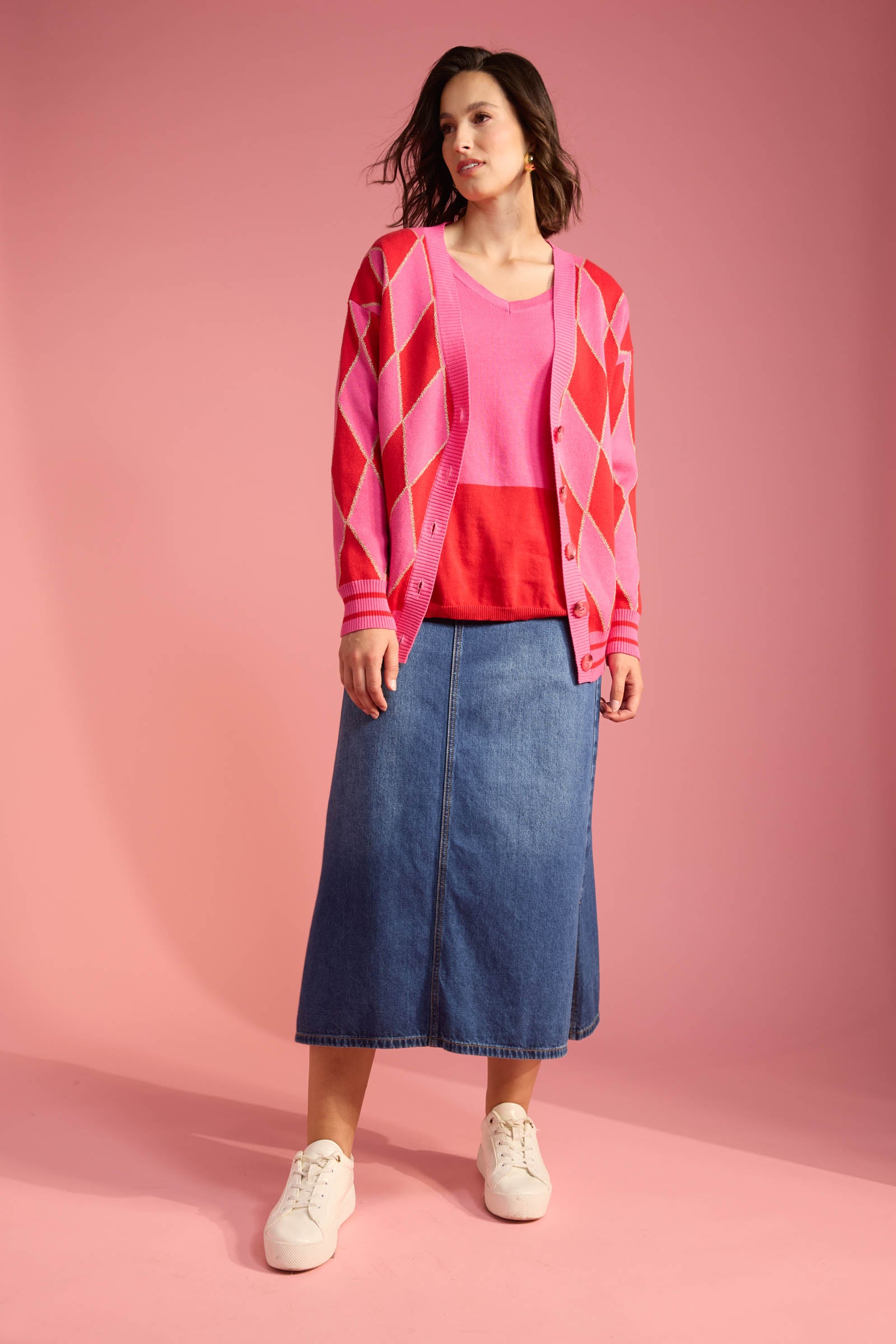 Casablanca Block Knit - Chilli/Pink