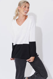 Casablanca Block Knit - White/Kohl