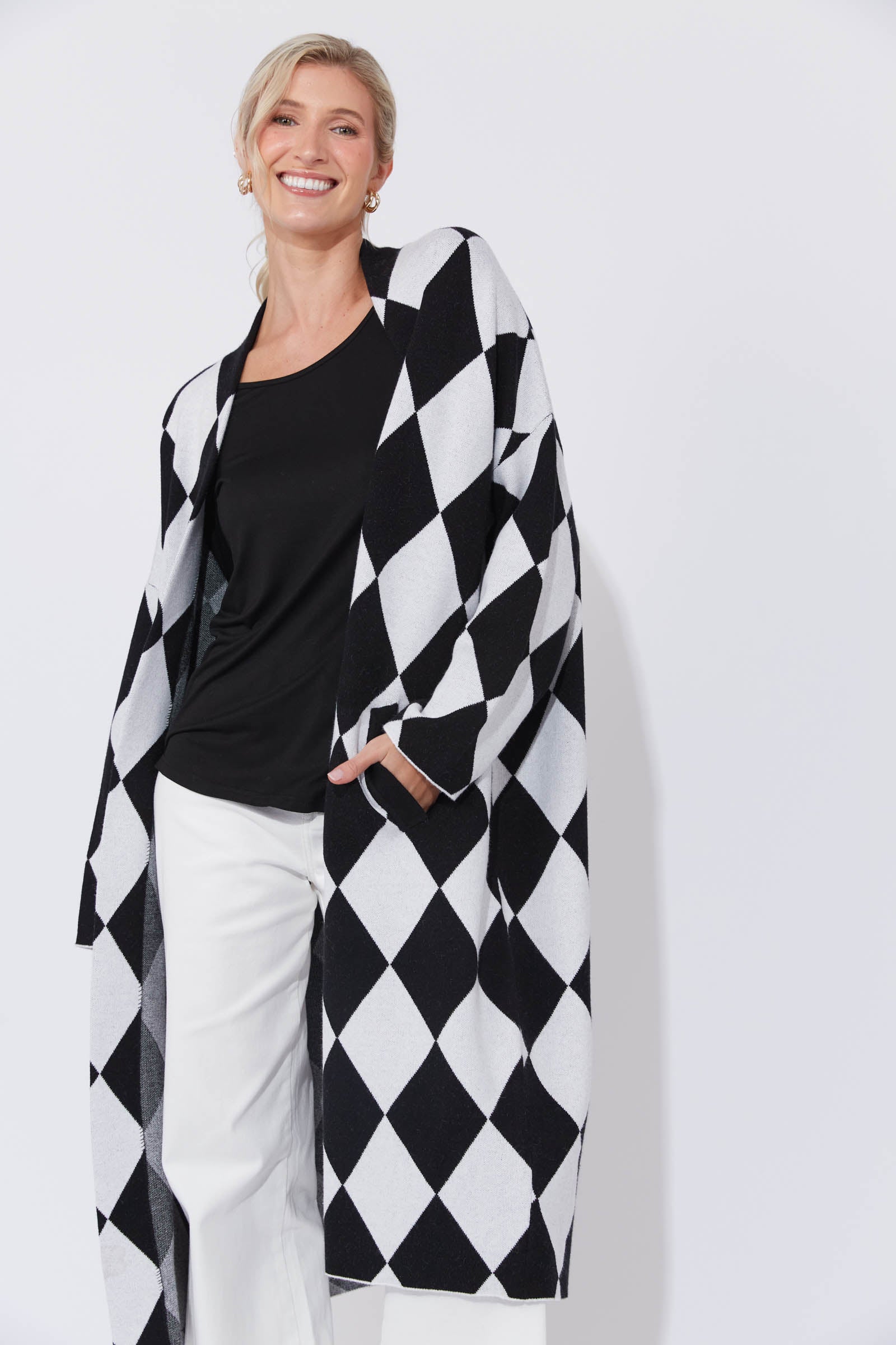 Casablanca Cardigan - White/Kohl