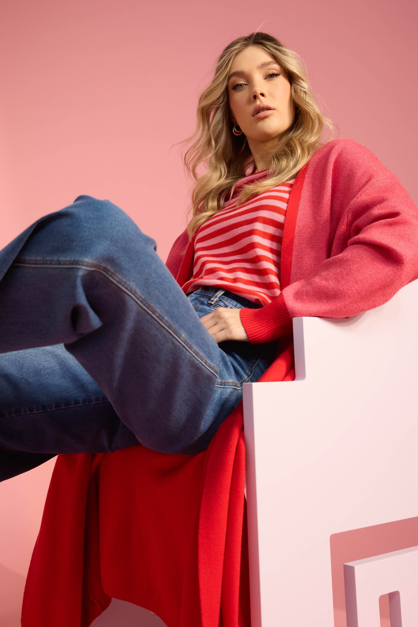 Cyprus Cardigan - Chilli/Pink