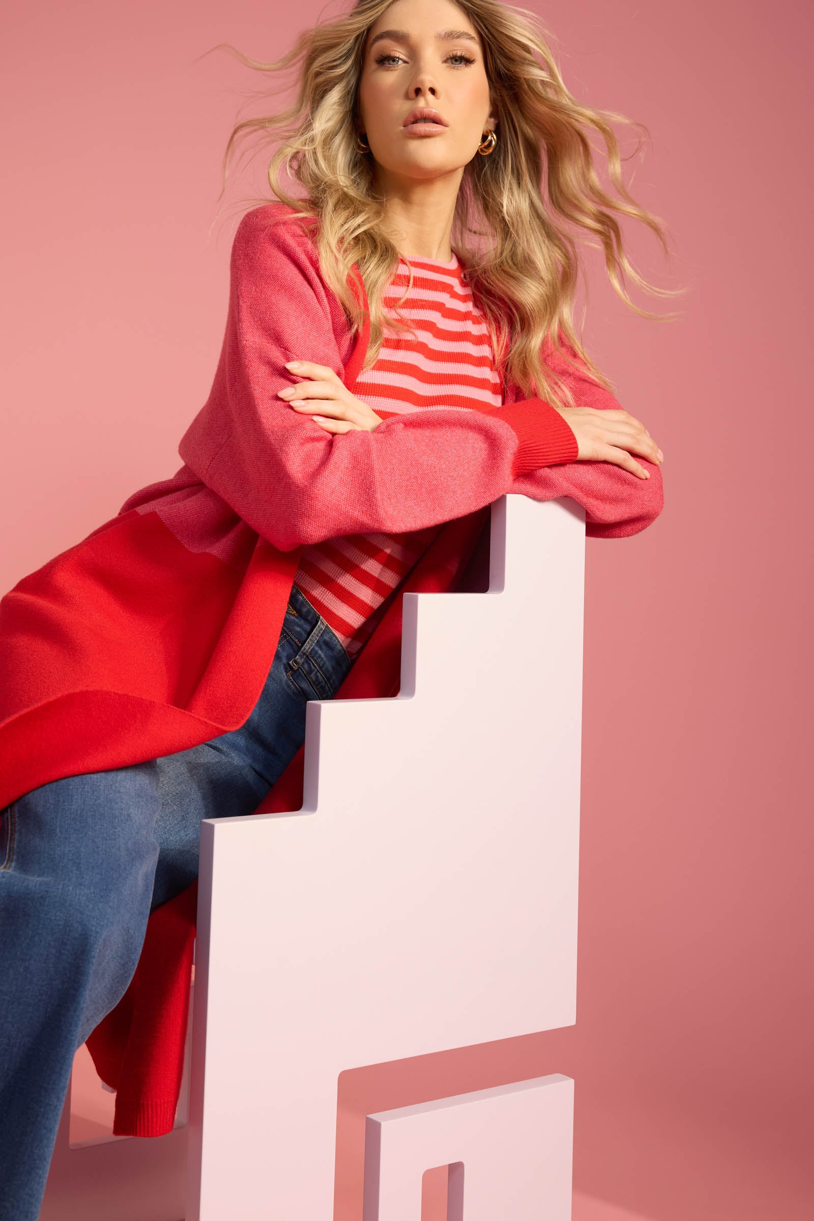 Cyprus Cardigan - Chilli/Pink