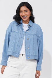 Austin Denim Crop Jacket - Denim