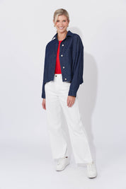 Austin Denim Crop Jacket - Indigo