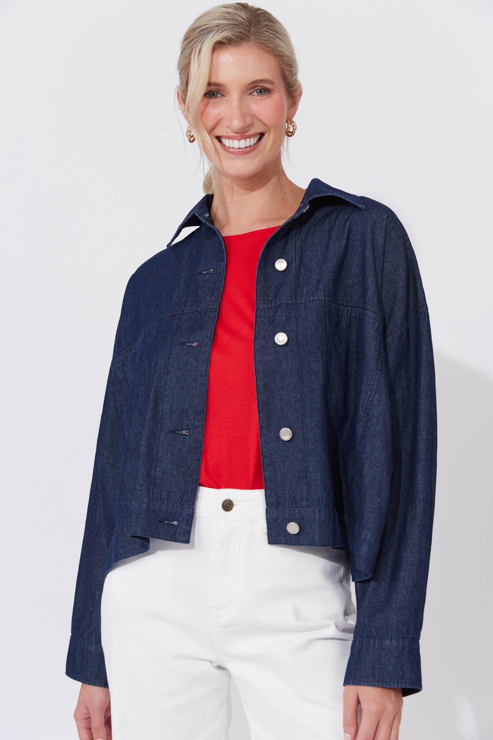 Austin Denim Crop Jacket - Indigo