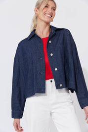 Austin Denim Crop Jacket - Indigo
