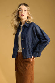 Austin Denim Crop Jacket - Indigo