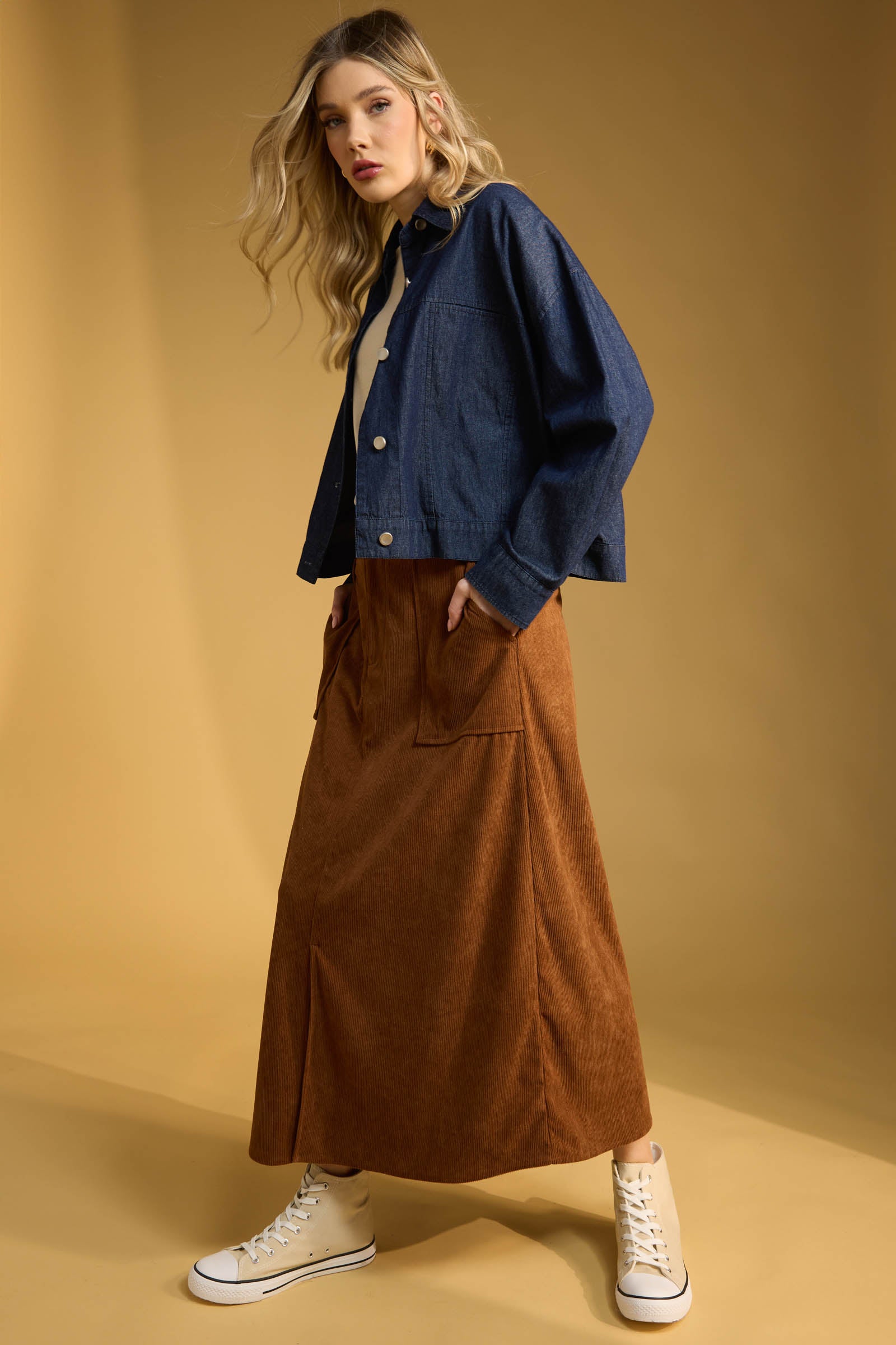 Austin Denim Crop Jacket - Indigo