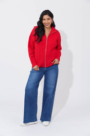 Cadiz Zip Jumper - Chilli