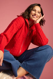 Cadiz Zip Jumper - Chilli