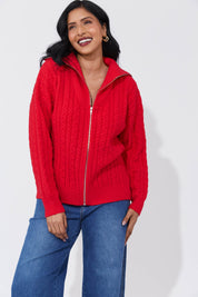 Cadiz Zip Jumper - Chilli