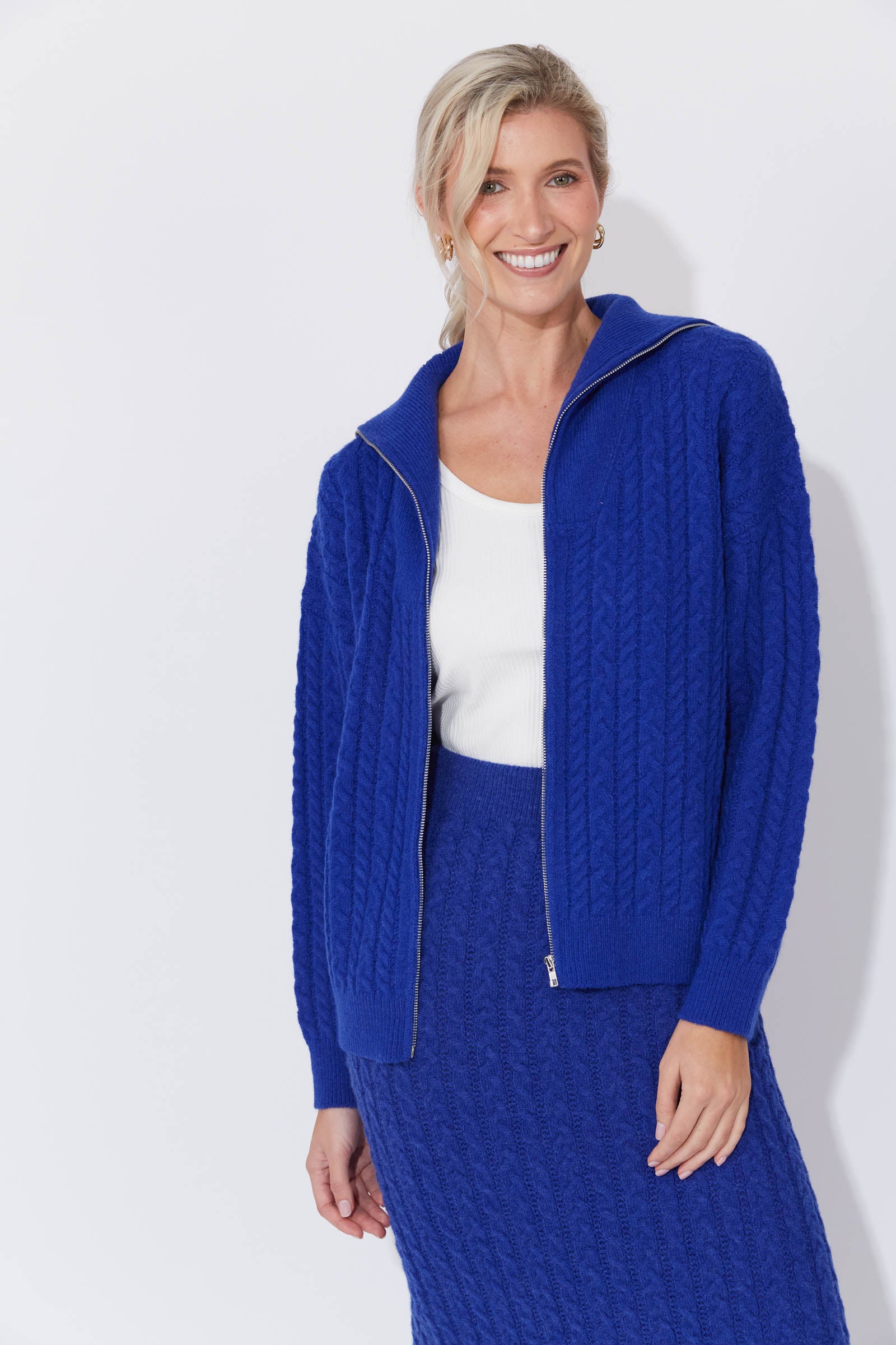 Cadiz Zip Jumper - Cobalt