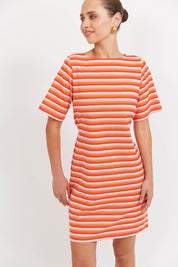 Limon Stripe Tshirt Dress - Punch