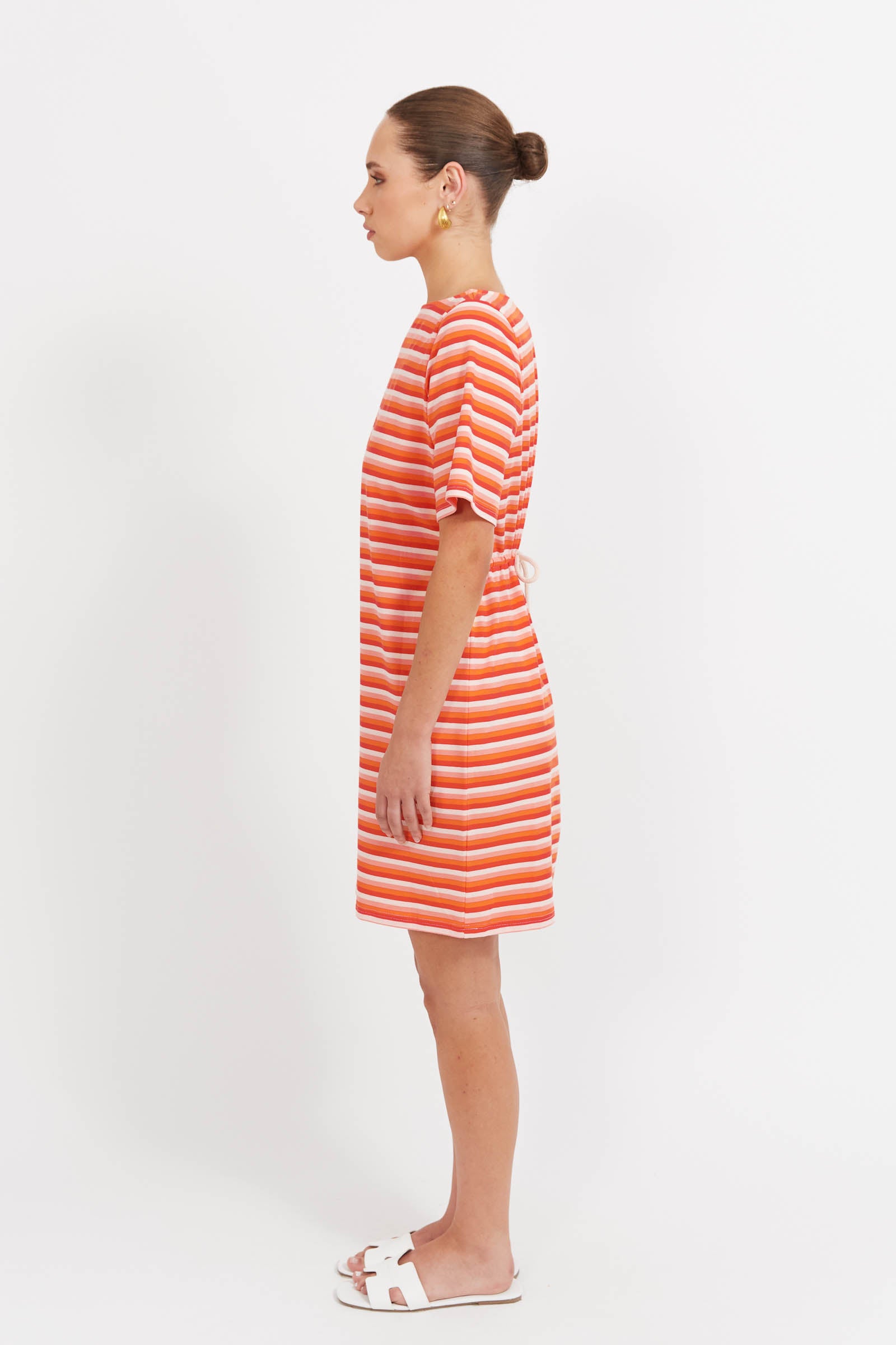 Limon Stripe Tshirt Dress - Punch