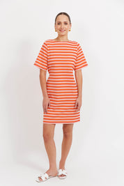 Limon Stripe Tshirt Dress - Punch