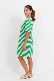 Limon Stripe Tshirt Dress - Green