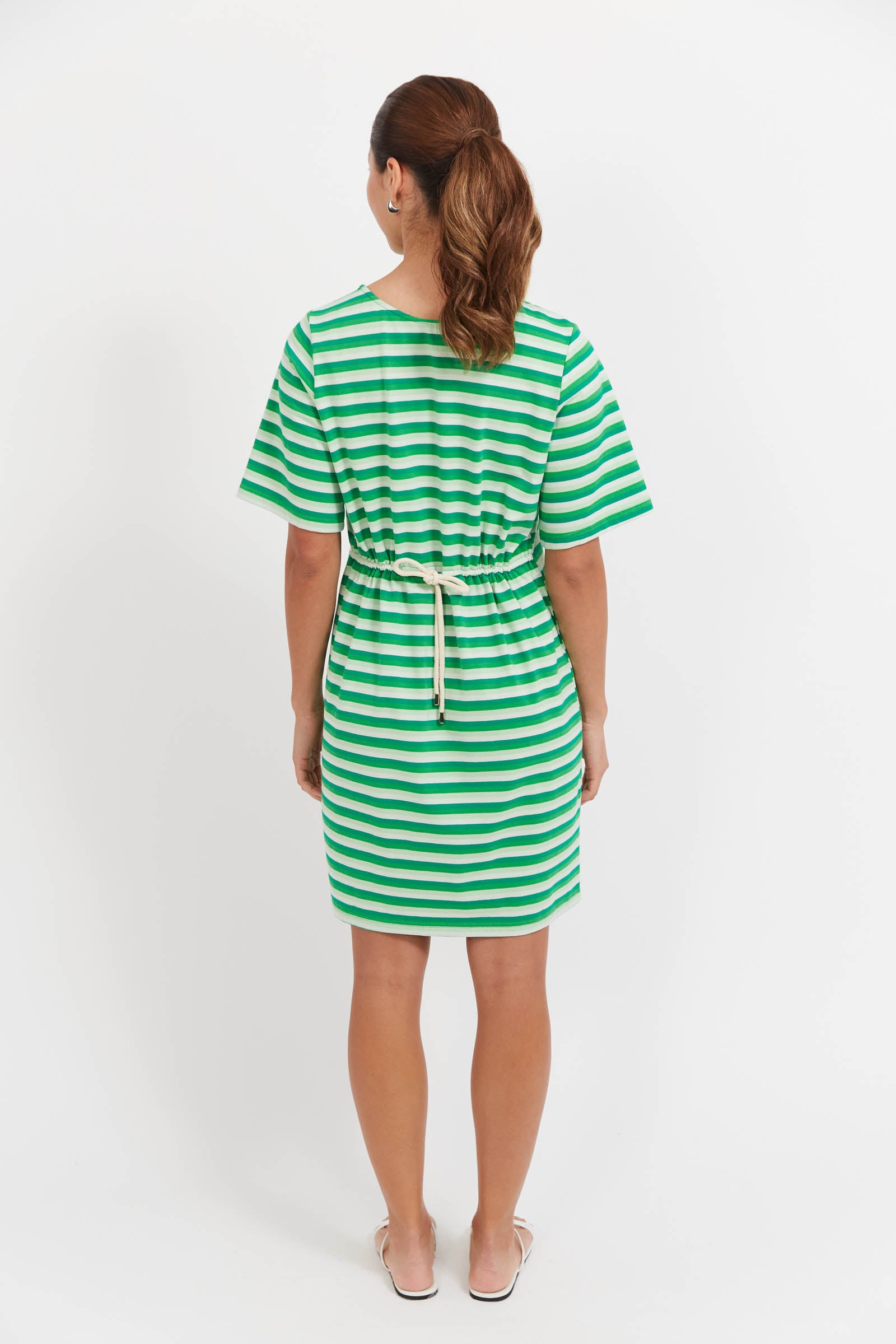 Limon Stripe Tshirt Dress - Green