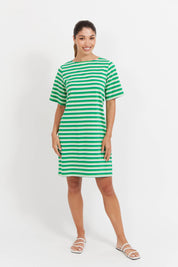 Limon Stripe Tshirt Dress - Green