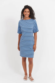 Limon Stripe Tshirt Dress - Indigo