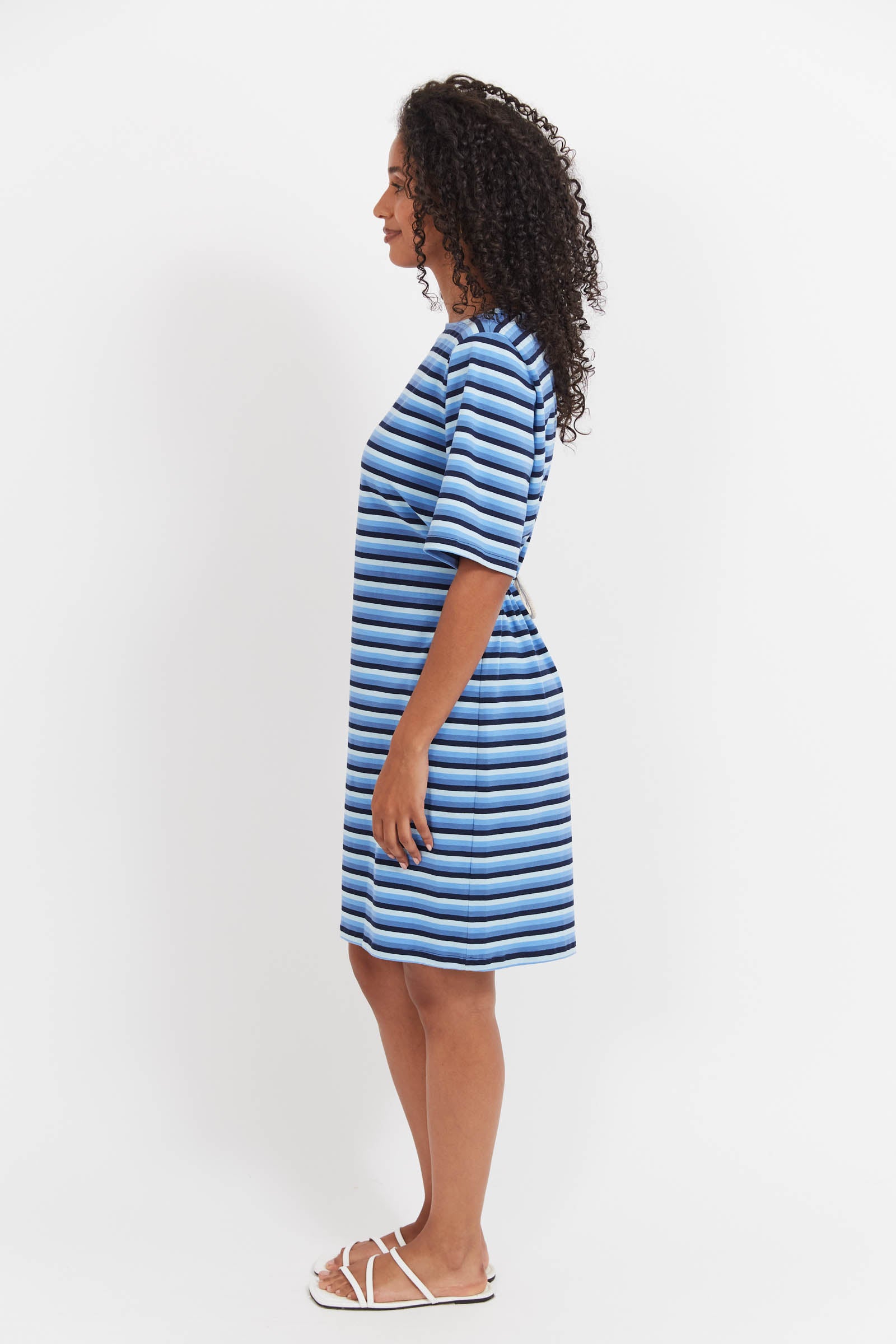 Limon Stripe Tshirt Dress - Indigo