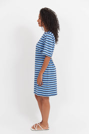 Limon Stripe Tshirt Dress - Indigo