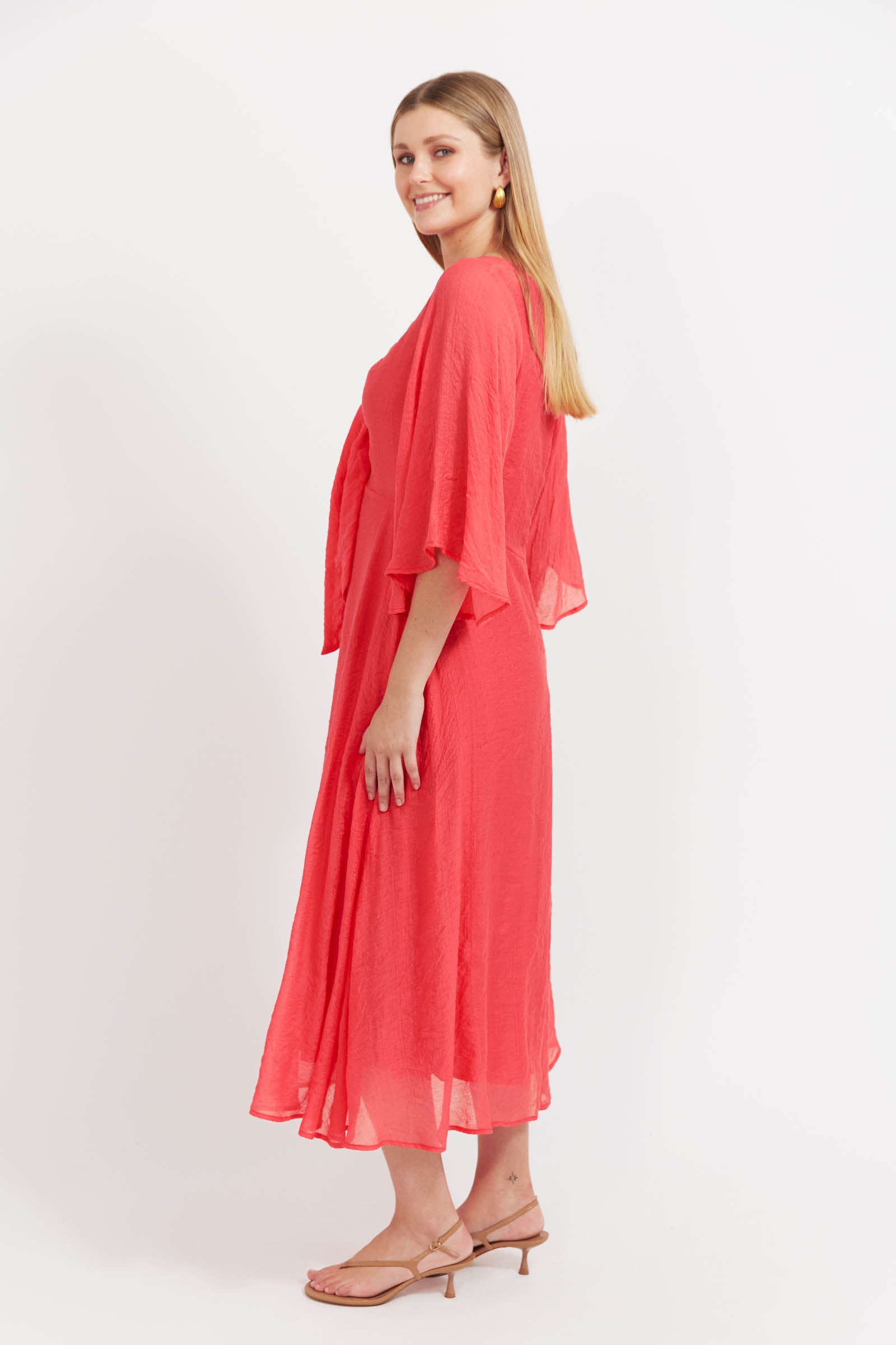 Baja Tie Midi Dress - Punch