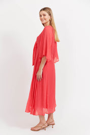 Baja Tie Midi Dress - Punch