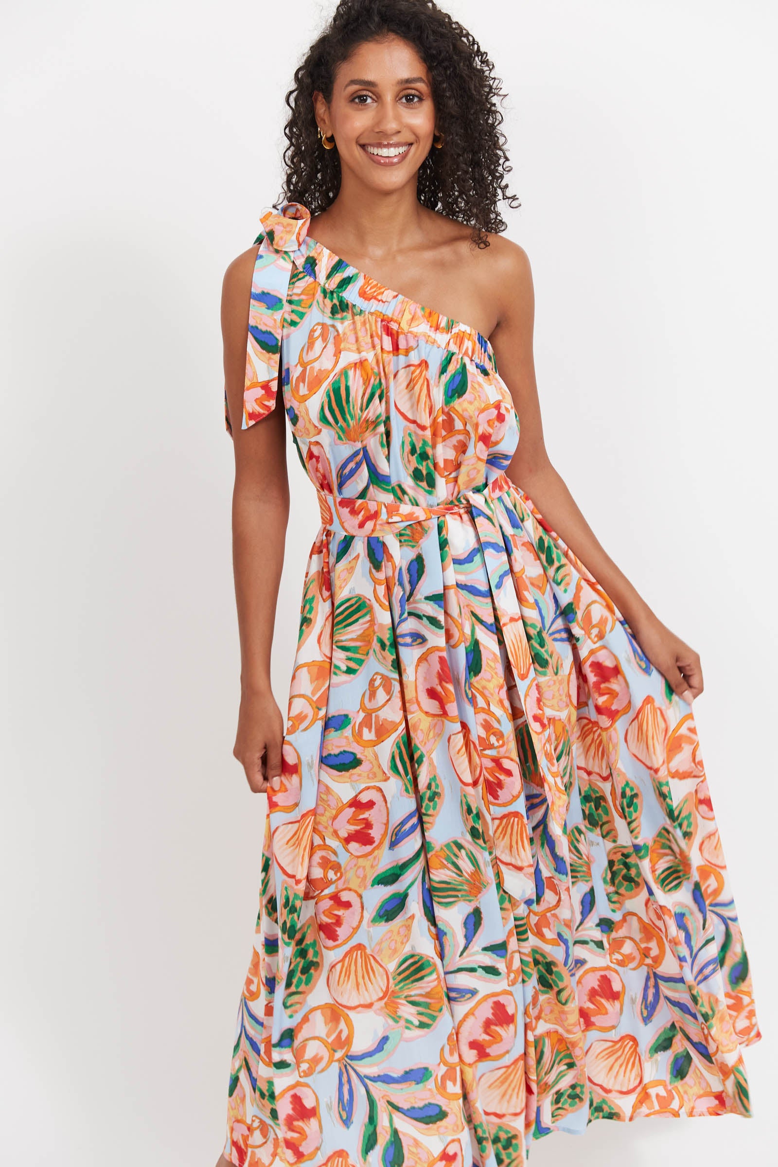 Baja One Shoulder Dress - Tide