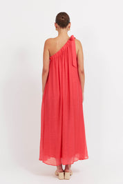 Baja One Shoulder Dress - Punch