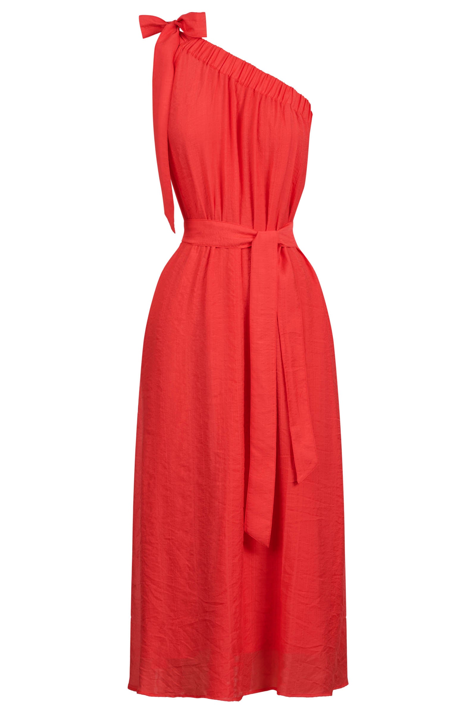 Baja One Shoulder Dress - Punch