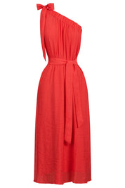 Baja One Shoulder Dress - Punch