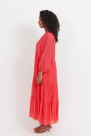 Baja Button Maxi Dress - Punch