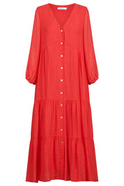 Baja Button Maxi Dress - Punch