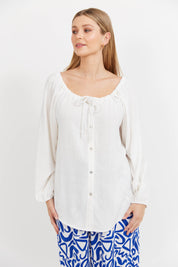 Bahama Button Tie Top - White