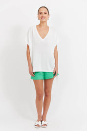 Haiti Tie Knit Top - White
