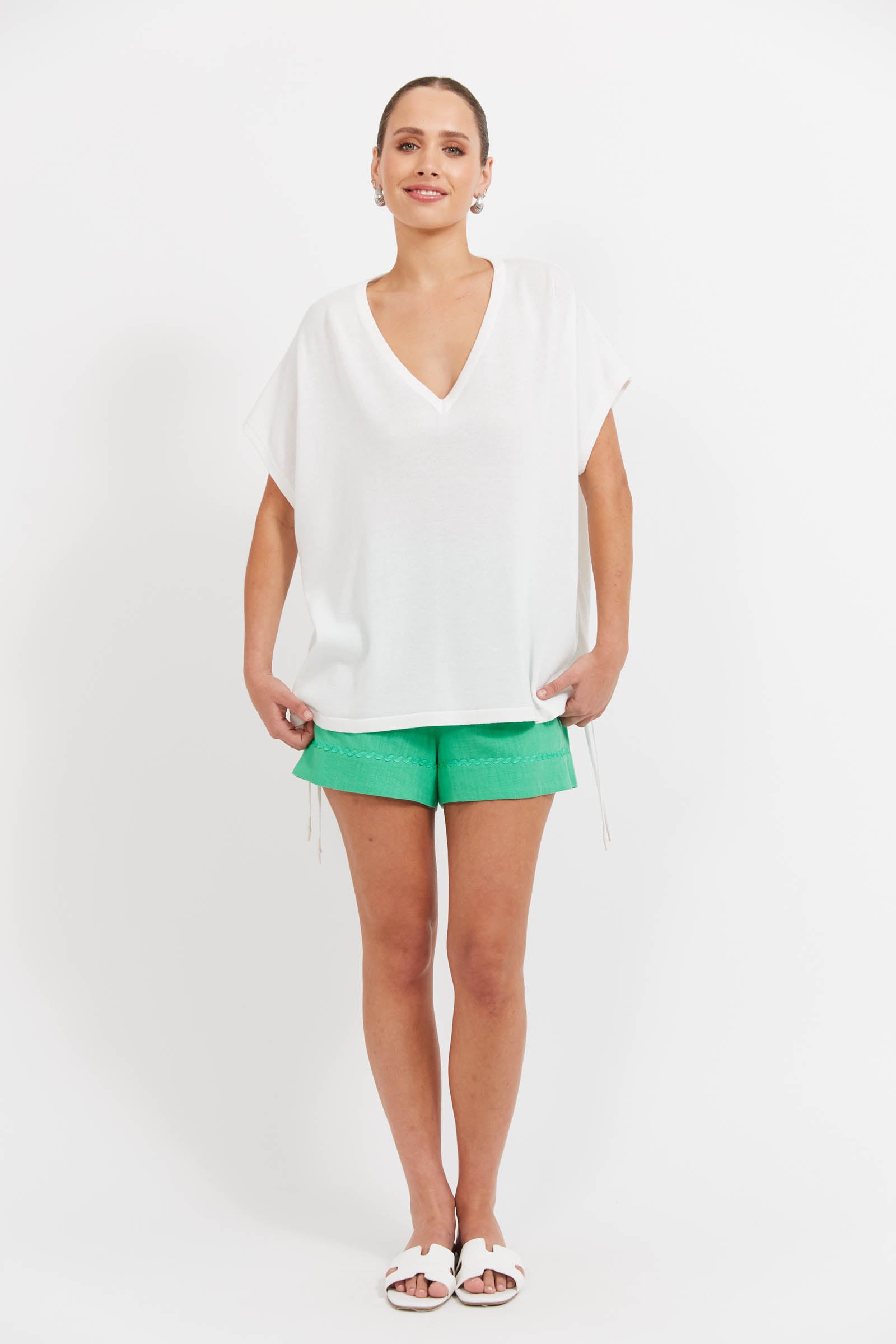 Haiti Tie Knit Top - White