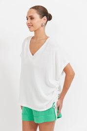 Haiti Tie Knit Top - White