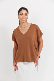Haiti Tie Knit Top - Tan