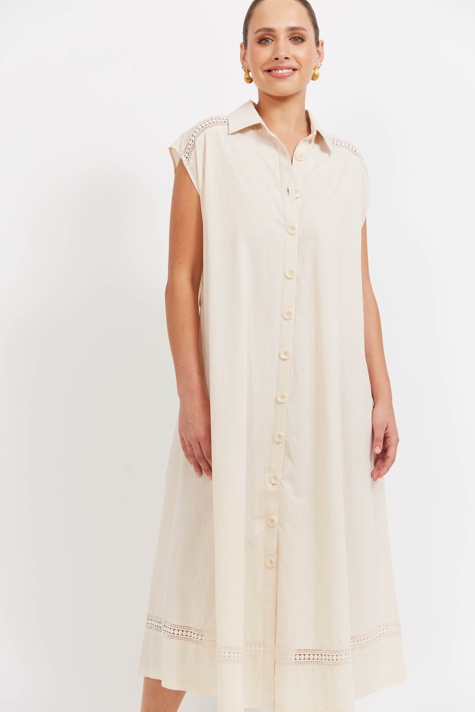 Santos Sleeveless Shirt Dress - Bisque