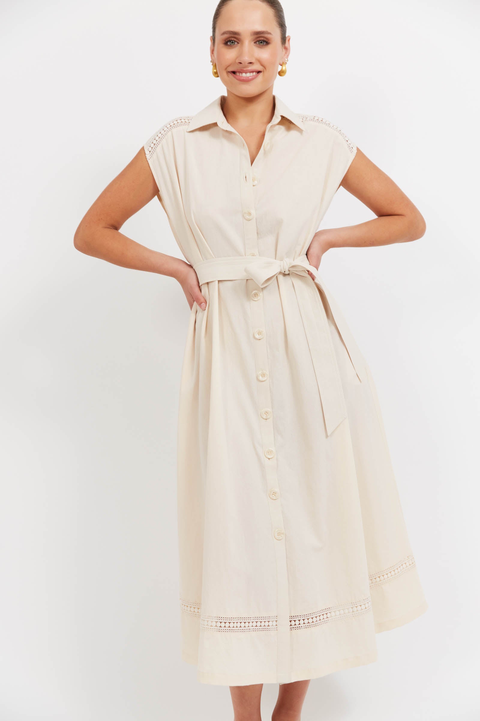 Santos Sleeveless Shirt Dress - Bisque