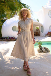Santos Sleeveless Shirt Dress - Bisque