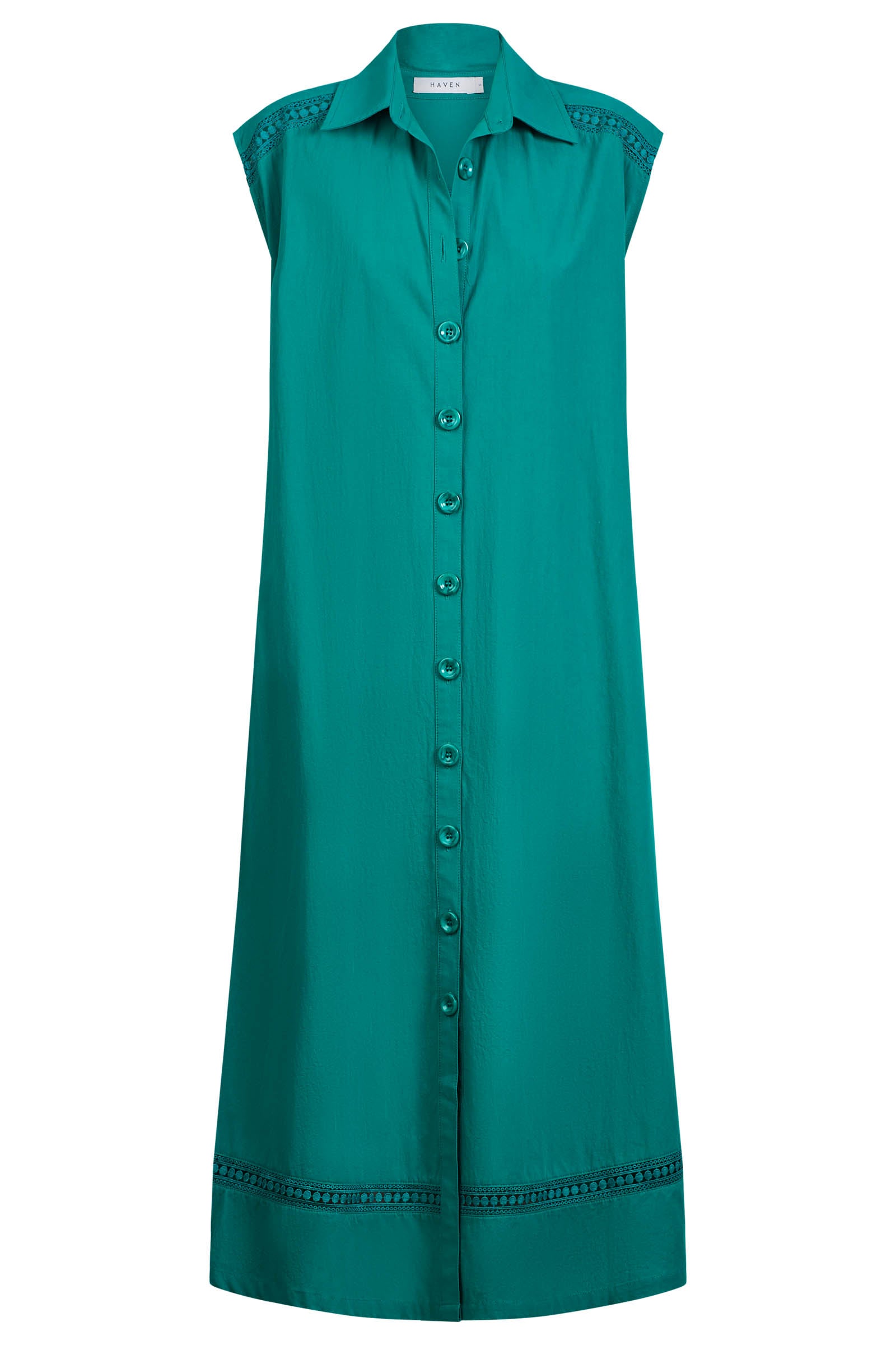 Santos Sleeveless Shirt Dress - Teal