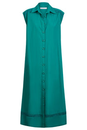Santos Sleeveless Shirt Dress - Teal